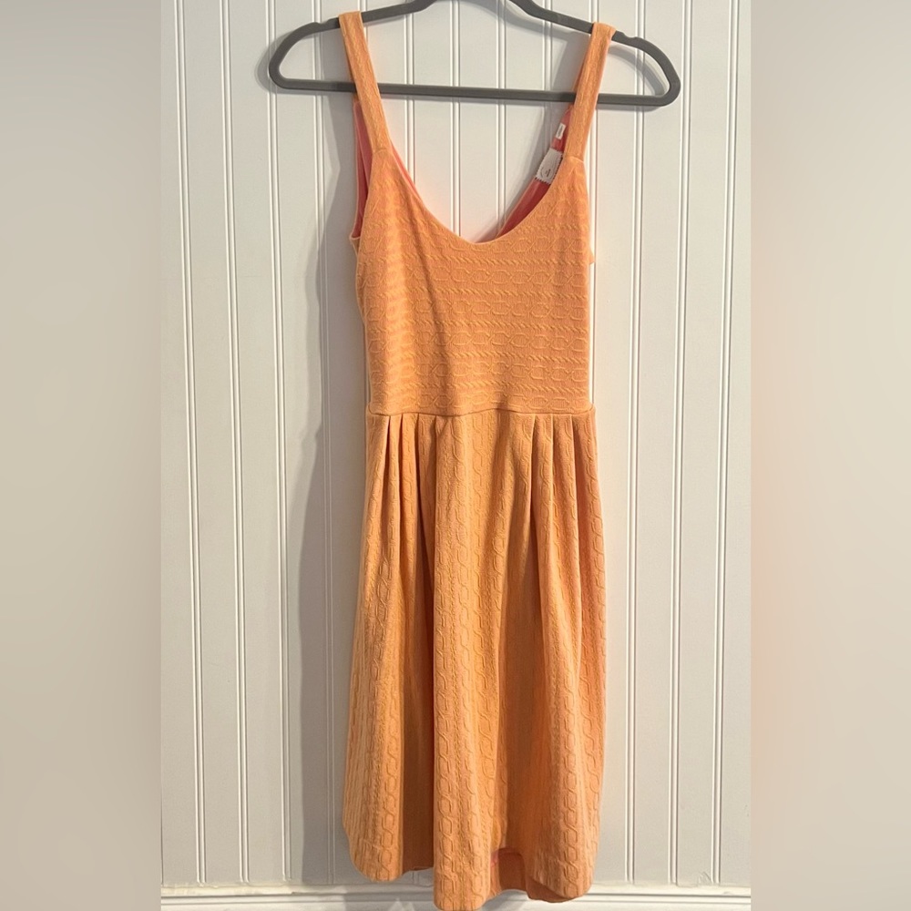 Anthropologie peach and gold summer dress